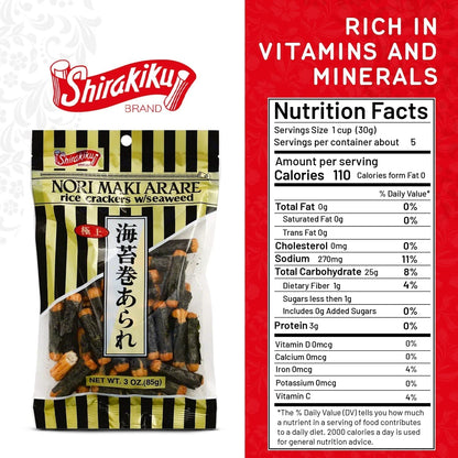 , Norimaki Arare Rice Crackers, 3 Ounce - WORLD TIME VISITS