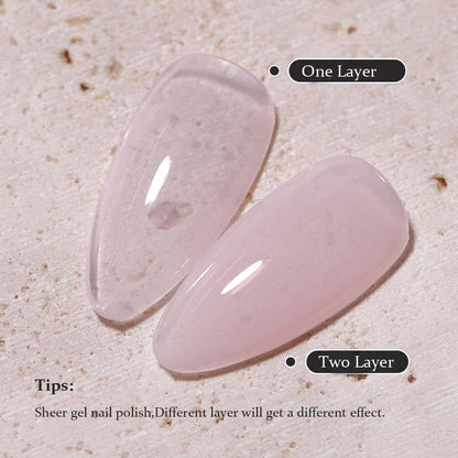 Nude Gel Nail Polish LED UV Jelly Milky Transparent Sheer Natural Color Gel Polish French Manicure Nail Art (Soft Clear Pink) 13 - WORLD TIME VISITS