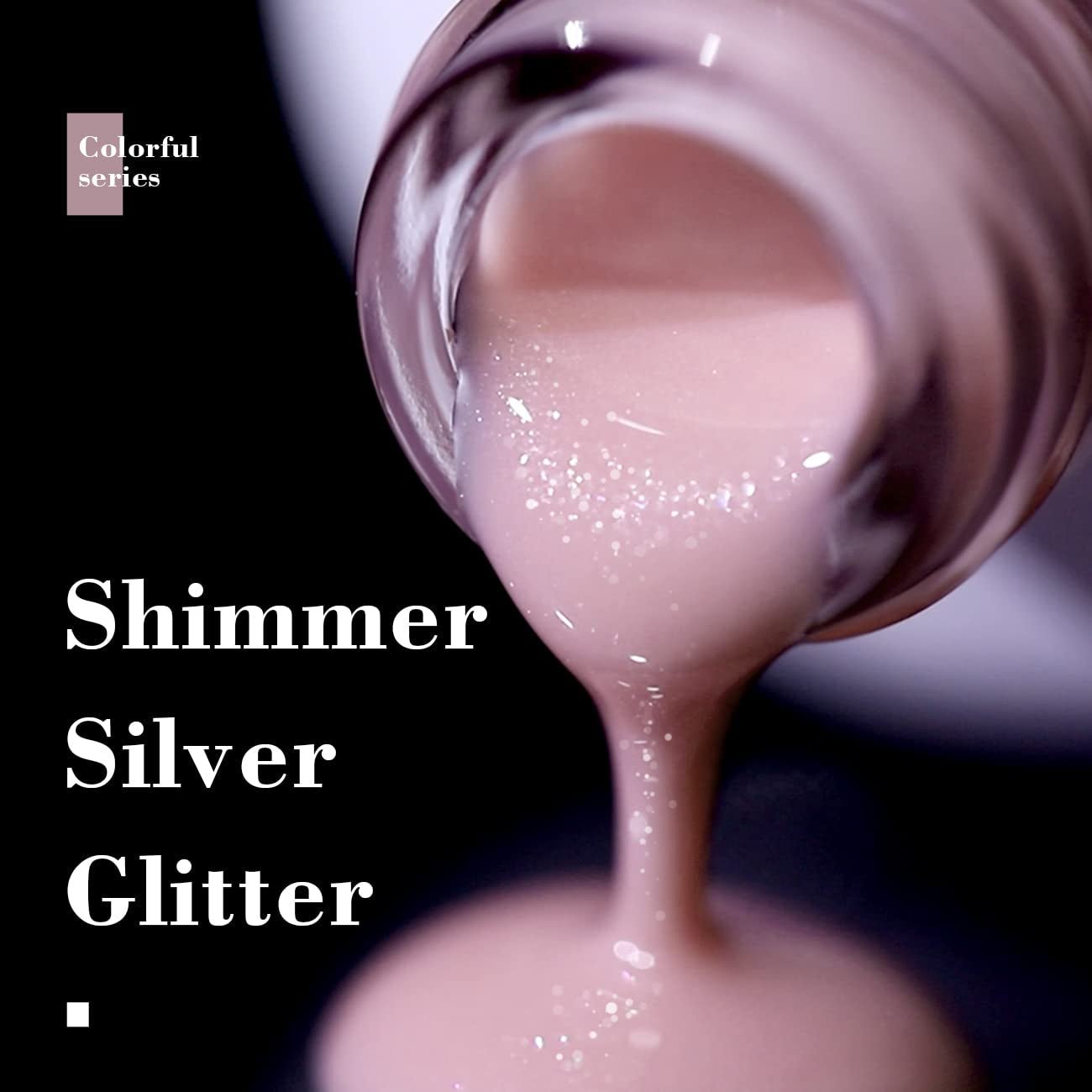 Nude Gel Polish Sheer Pink Silver Glitter Jelly Shimmery Nail Gel Polish Iridescent Sparkly Light Pink Soak off Translucent Natural Skin Tone Color 15Ml UV LED Cured French Manicure Homa Salon