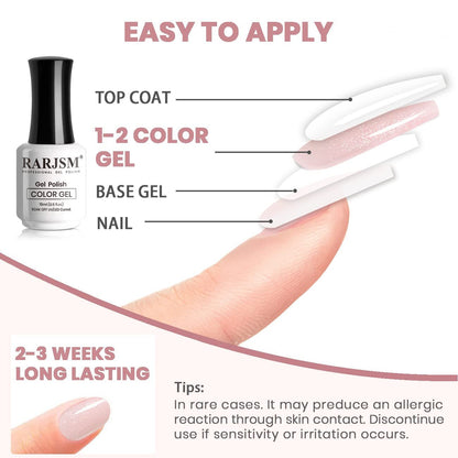 Nude Gel Polish Sheer Pink Silver Glitter Jelly Shimmery Nail Gel Polish Iridescent Sparkly Light Pink Soak off Translucent Natural Skin Tone Color 15Ml UV LED Cured French Manicure Homa Salon