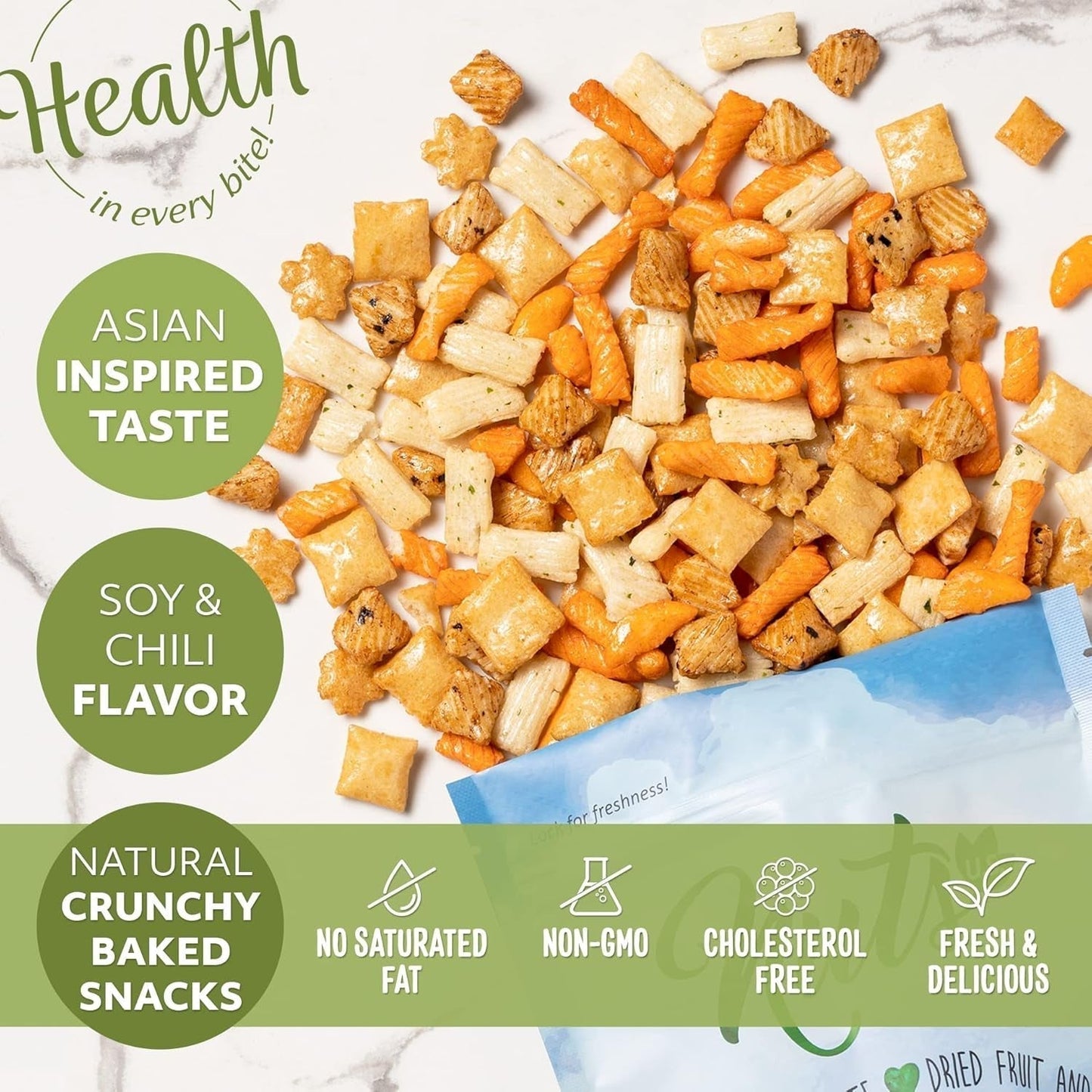 NUTS U.S. - Oriental Rice Crackers | No Artificial Colors | Crunchy | Natural | Packed in a Resealable Bag!!! (2 LBS)