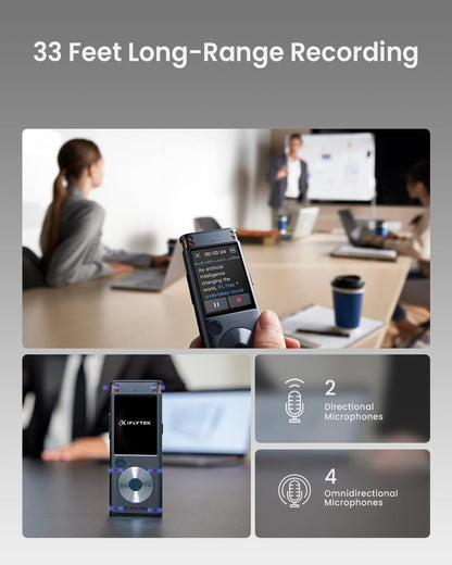 Offline Voice Recorder with Playback, Secure Digital Recorder with AI Transcription, 5-Language Voice-To-Text, Noise Reduction, AI Voice Recorder for Meetings, Interviews, Learning