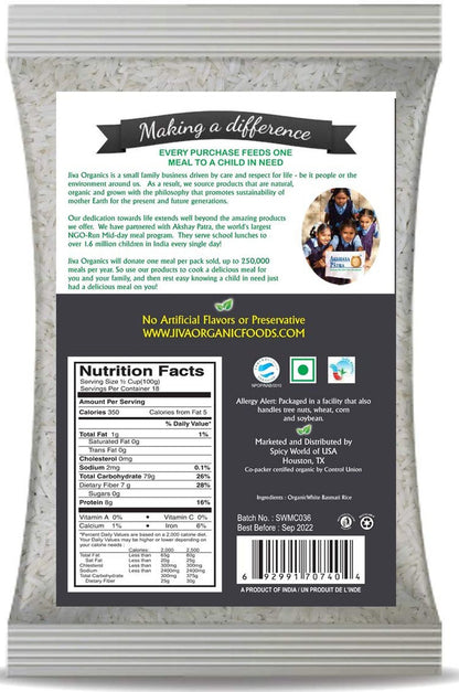 Organic Basmati Rice 10 LB Bag - Pure, Long, Premium Quality from India - by