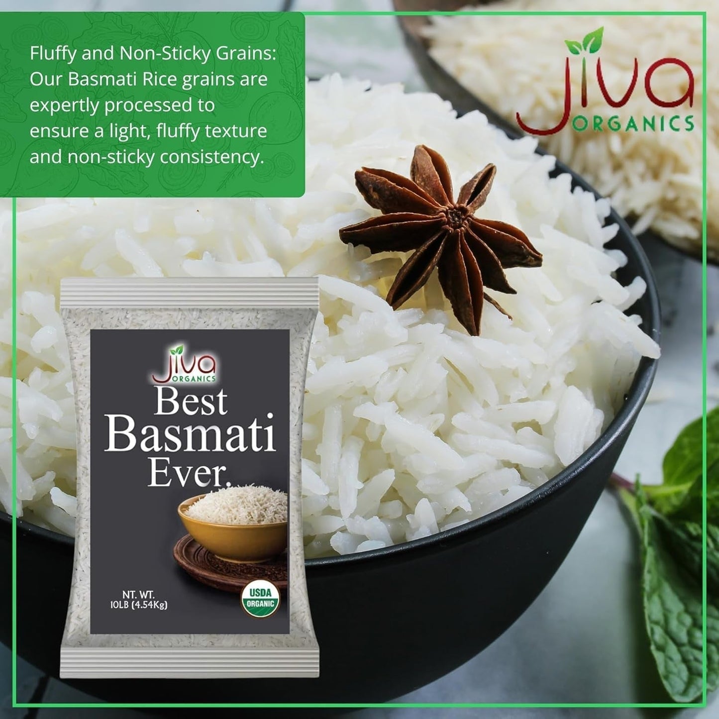 Organic Basmati Rice 10 LB Bag - Pure, Long, Premium Quality from India - by