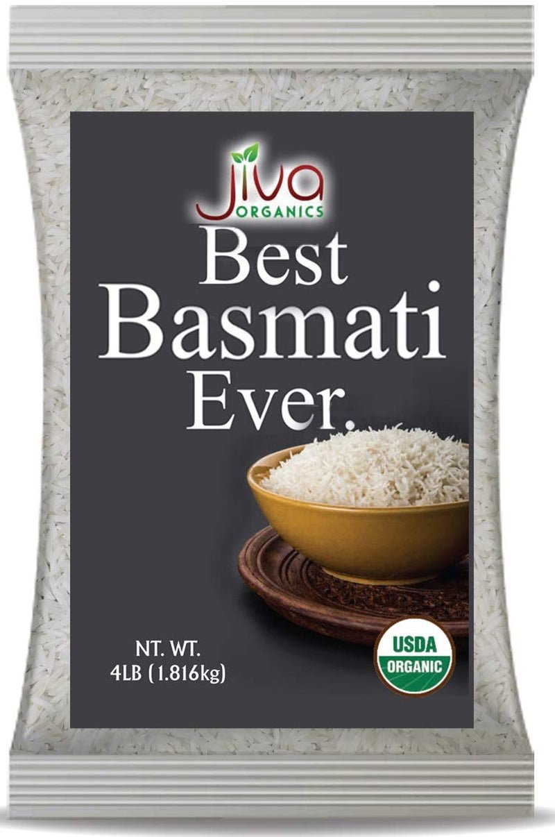Organic Basmati Rice 4 LB Bag - Pure, Extra Long, Premium Quality from India - by - WORLD TIME VISITS
