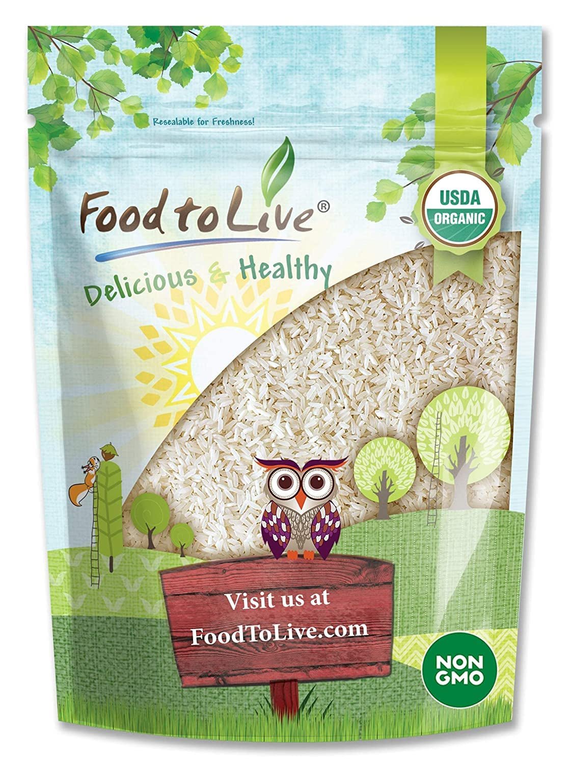Organic Long Grain White Rice, 5 Pounds – Non - Gmo, Vegan, Kosher. Easy to Cook. Stays Separate and Fluffy. Low in Fat. Contains Iron. Perfect for Stuffing, Pilafs, Salads. - WORLD TIME VISITS