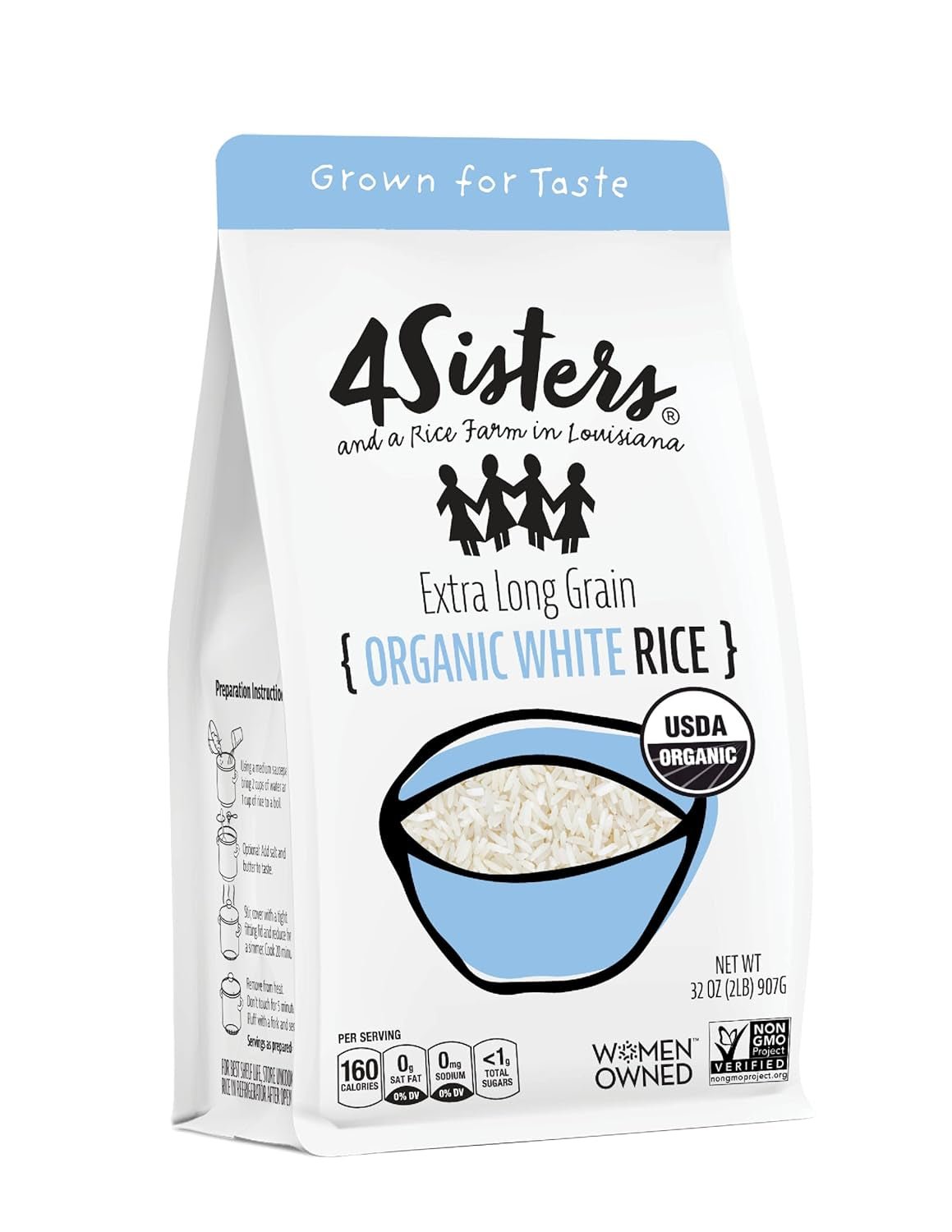 ' - Organic Long Grain White Rice - Grown in USA - Sustainably Grown - Women Owned - Farm to Table - 2Lb - WORLD TIME VISITS