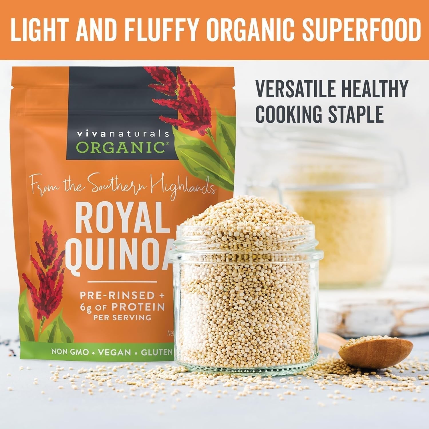 Organic Quinoa, 4 Lb - Plant Based Protein, Fiber and Iron - Pre - Washed Whole Grain Rice and Pasta Substitute for Quinoa Salad - USDA Organic, Gluten Free, Vegan, Non - Gmo and Kosher - WORLD TIME VISITS