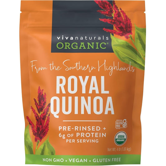 Organic Quinoa, 4 Lb - Plant Based Protein, Fiber and Iron - Pre - Washed Whole Grain Rice and Pasta Substitute for Quinoa Salad - USDA Organic, Gluten Free, Vegan, Non - Gmo and Kosher - WORLD TIME VISITS