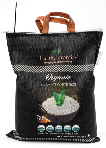 Organic Rice (Basmati White, 80 Oz (5 Lb) - 1 Pack) - WORLD TIME VISITS