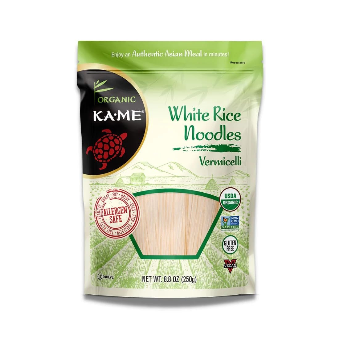 Organic Rice Noodles - Premium Quality Vermicelli - Gluten - Free, No Preservatives or MSG, a Thai and Southeast Asian Staple - Perfect for Stir - Fries, Soups, and Salads - 8.8Oz - WORLD TIME VISITS