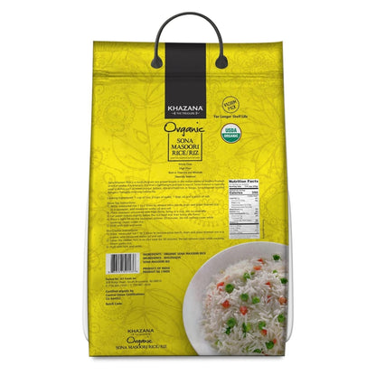 Organic Sona Masoori Rice by in 10 Lb Bag - Aromatic and Flavorful Indian Grain - Non - Gmo, Gluten Free, Kosher, Cholesterol Free - WORLD TIME VISITS