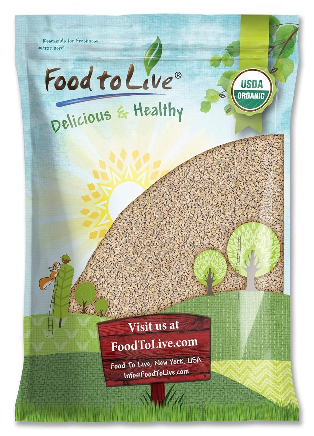 Organic Spelt Berries, 8 Pounds — Non - Gmo, Whole Grain, Non - Irradiated, Vegan Superfood, Bulk, Product of the USA - WORLD TIME VISITS