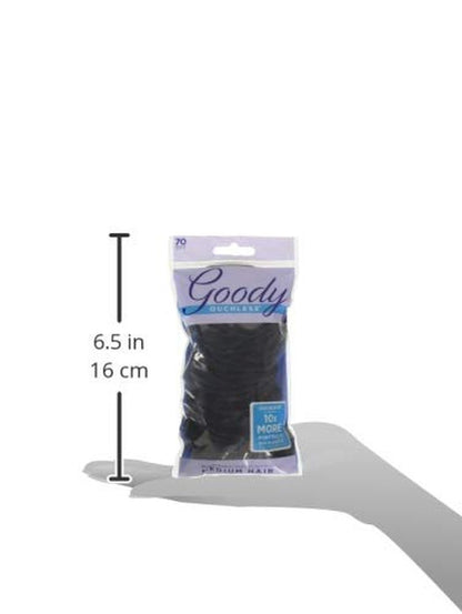 Ouchless Women'S Elastic Hair Ties - 70 Count, Black - 4MM for Medium Hair - Long-Lasting Braids, Ponytails, and More - Pain-Free Hair Accessories