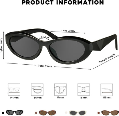 Oval Cat Eye Sunglasses for Women Retro Y2K Style MS52372