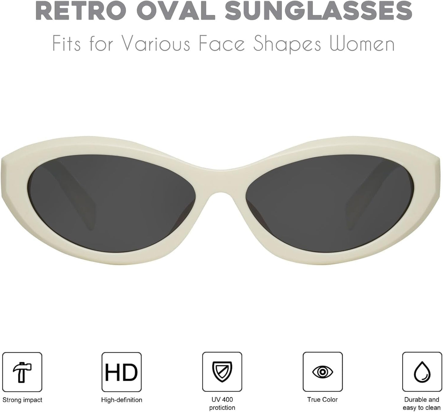 Oval Cat Eye Sunglasses for Women Retro Y2K Style MS52372 - WORLD TIME VISITS