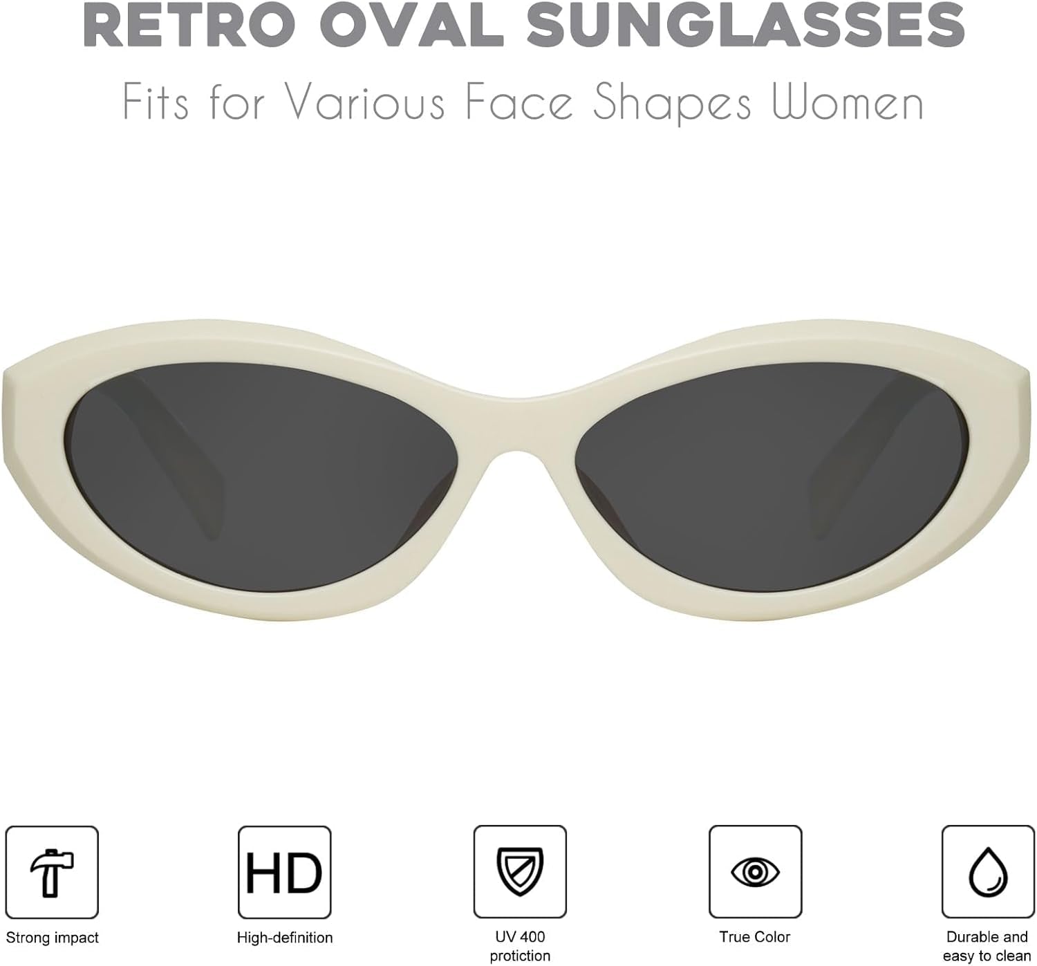 Oval Cat Eye Sunglasses for Women Retro Y2K Style MS52372 - WORLD TIME VISITS