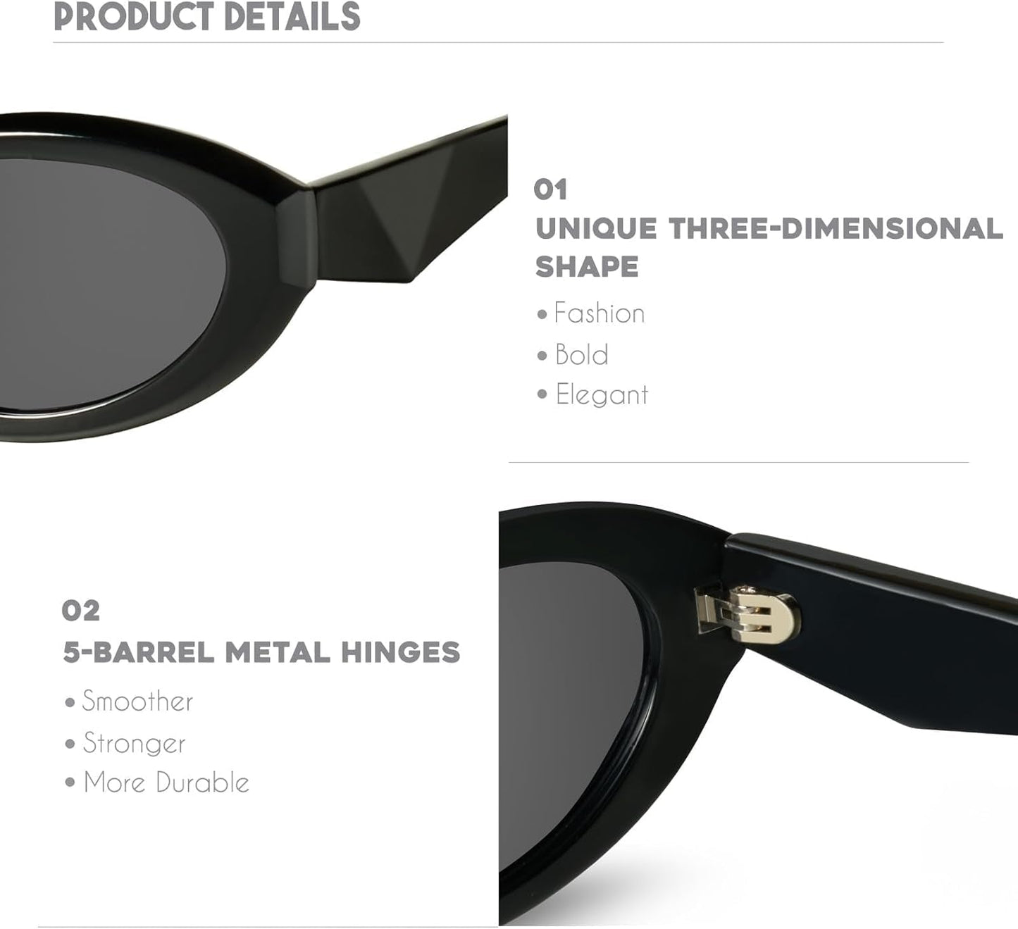 Oval Cat Eye Sunglasses for Women Retro Y2K Style MS52372