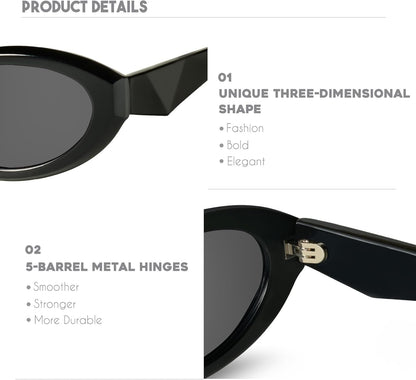 Oval Cat Eye Sunglasses for Women Retro Y2K Style MS52372