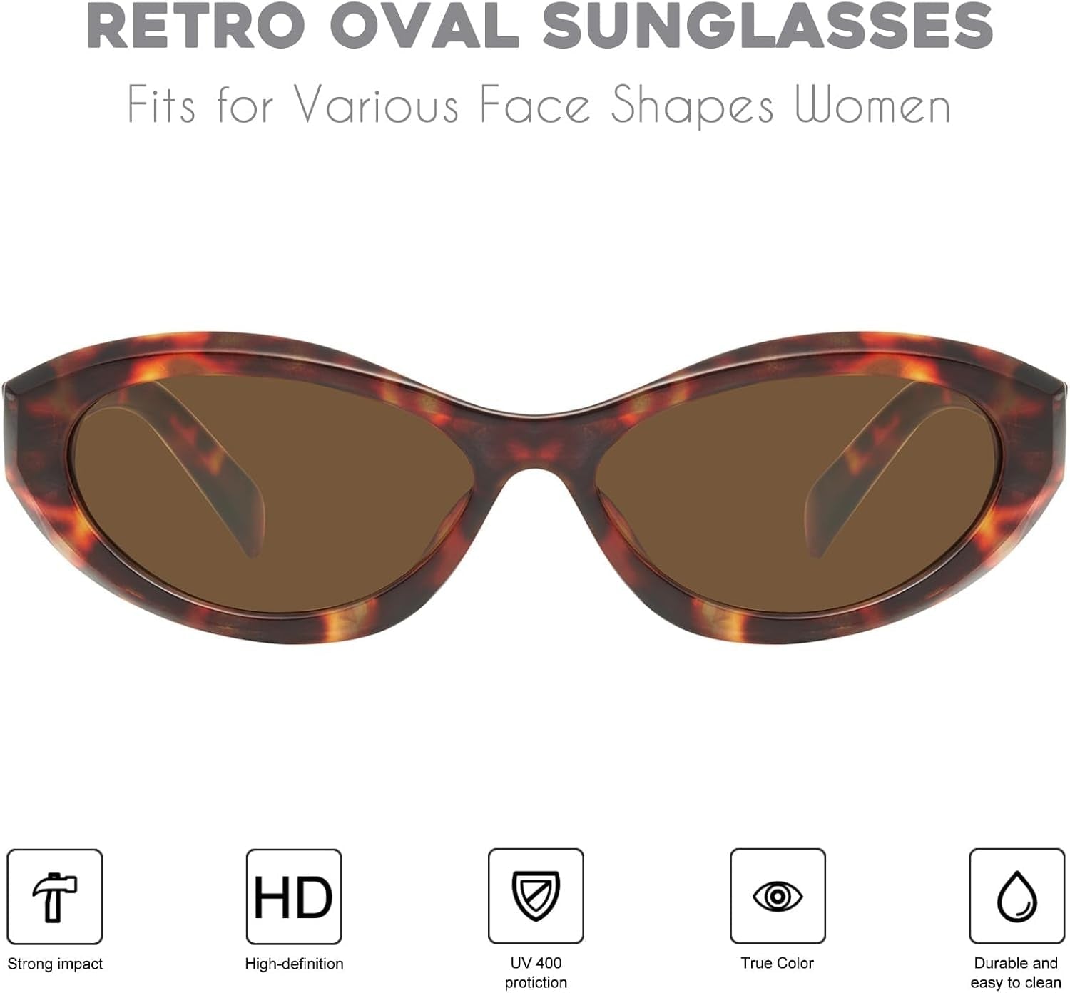Oval Cat Eye Sunglasses for Women Retro Y2K Style MS52372 - WORLD TIME VISITS