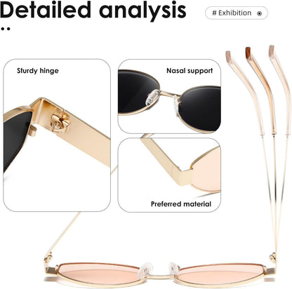 Oval Sunglasses Womens Men Retro Trendy Sun Glasses Classic Metal Shades K1653