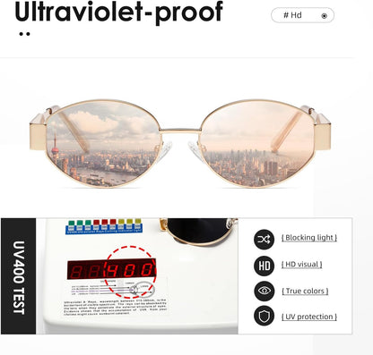 Oval Sunglasses Womens Men Retro Trendy Sun Glasses Classic Metal Shades K1653