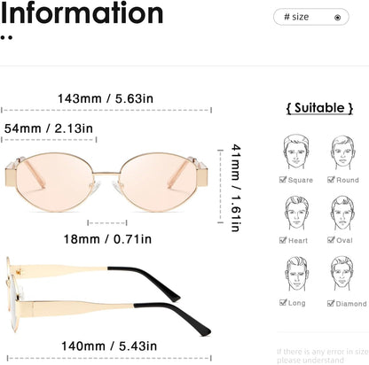 Oval Sunglasses Womens Men Retro Trendy Sun Glasses Classic Metal Shades K1653