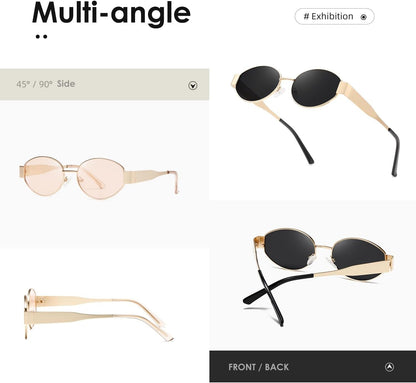 Oval Sunglasses Womens Men Retro Trendy Sun Glasses Classic Metal Shades K1653