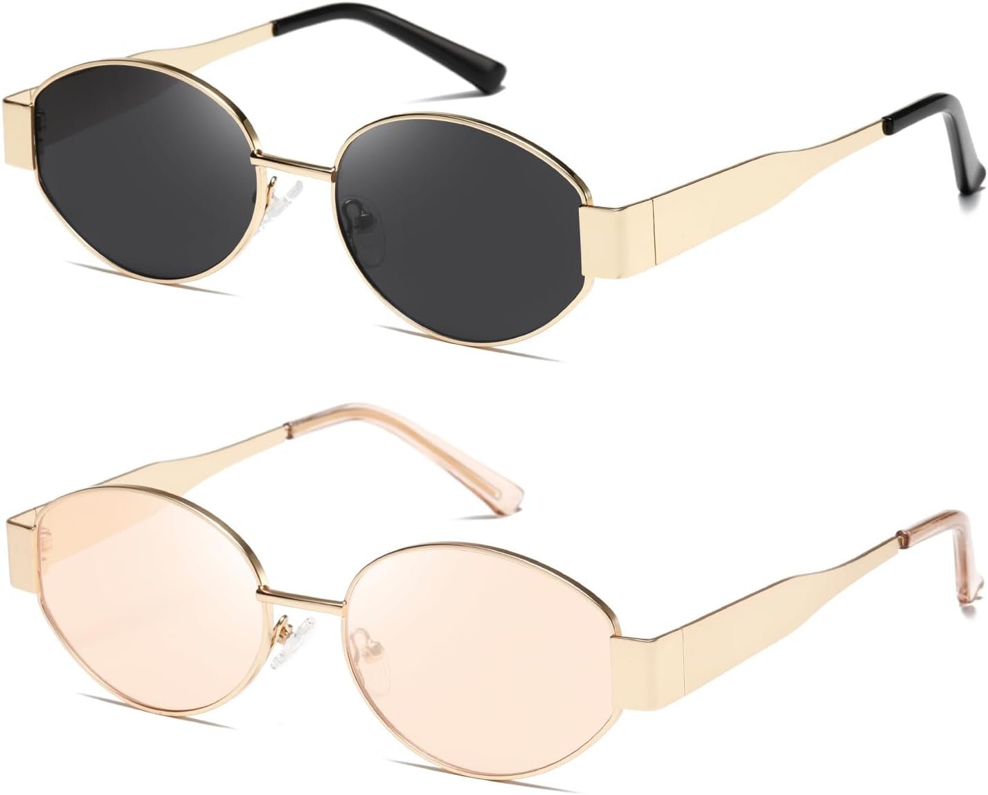 Oval Sunglasses Womens Men Retro Trendy Sun Glasses Classic Metal Shades K1653 - WORLD TIME VISITS