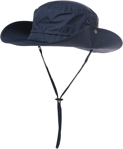 Oversize XL XXL Large Wide Brim Waterproof UPF 50+ Bucket Sun Summer Travel Fishing Hiking Fisherman Hat Detachable Chin - WORLD TIME VISITS