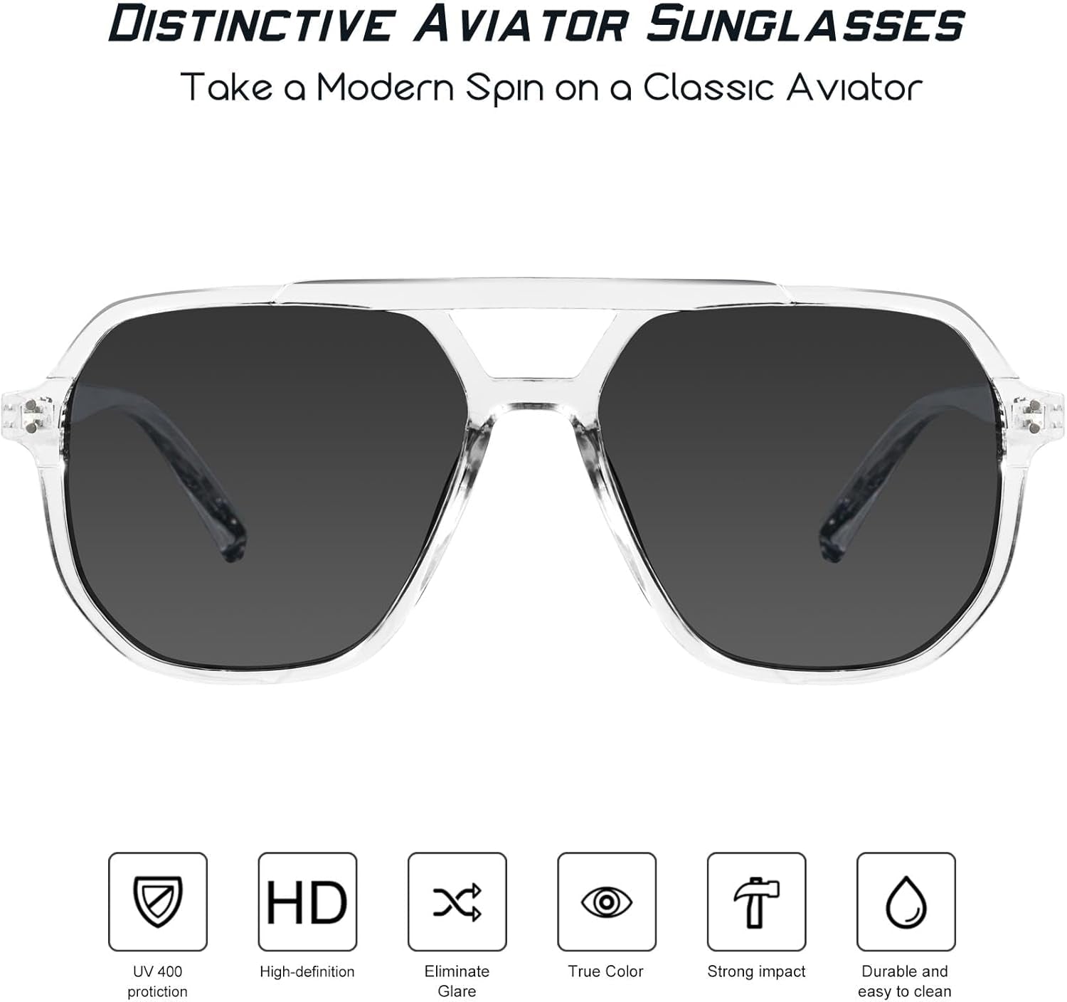 Oversized Aviator Sunglasses for Women and Men with Polarized Lens MS52243 - WORLD TIME VISITS