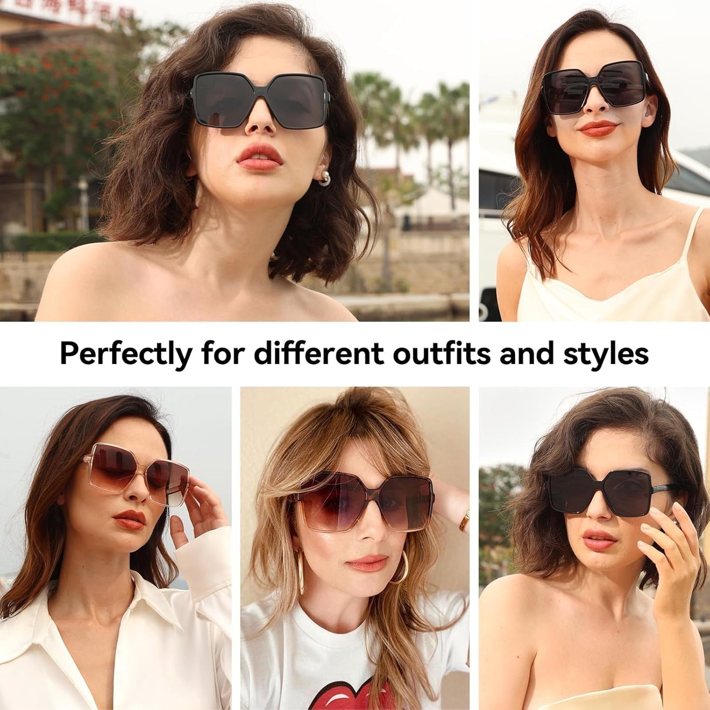 Oversized Square Sunglasses for Women Big Large Wide Fashion Shades for Men UV Protection Unisex