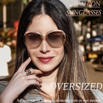 Oversized Sunglasses Womens Trendy Polarized Large Driving Sun Glasses Ladies UV Protective Big Sunnies Shades - WORLD TIME VISITS