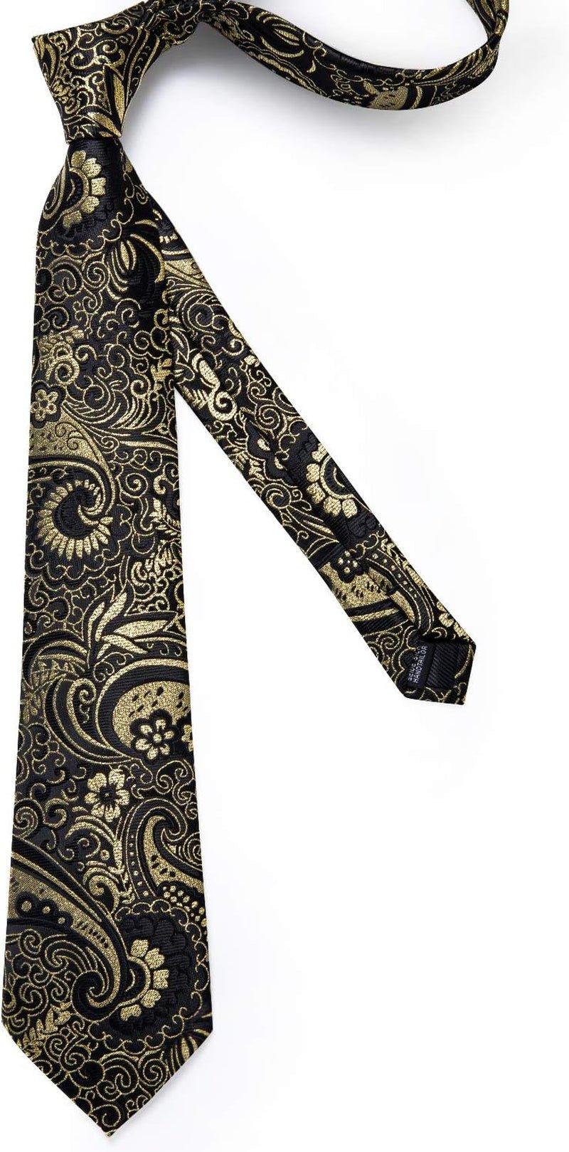 Paisley Ties for Men Silk Necktie and Pocket Square Cufflinks Tie Clip Set Woven Classic Mens Tie for Wedding Party