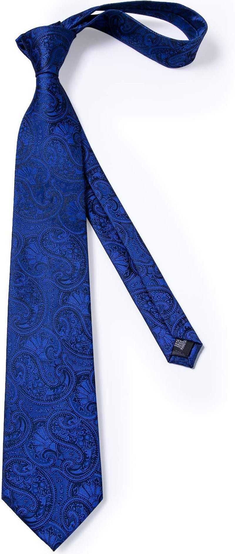 Paisley Ties for Men Silk Necktie and Pocket Square Cufflinks Tie Clip Set Woven Classic Mens Tie for Wedding Party