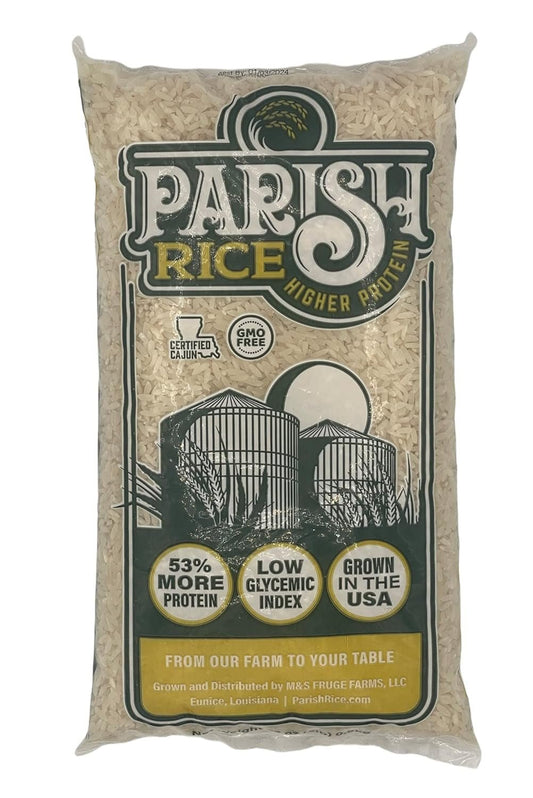 Parish White Rice – High - Protein Rice with Low Glycemic Index – Locally Grown Long - Grain White Rice – Made in the USA – Rich Nutrient Content – Ideal for Curry, Desserts, Stir - Fry – 2Lb Bag - WORLD TIME VISITS