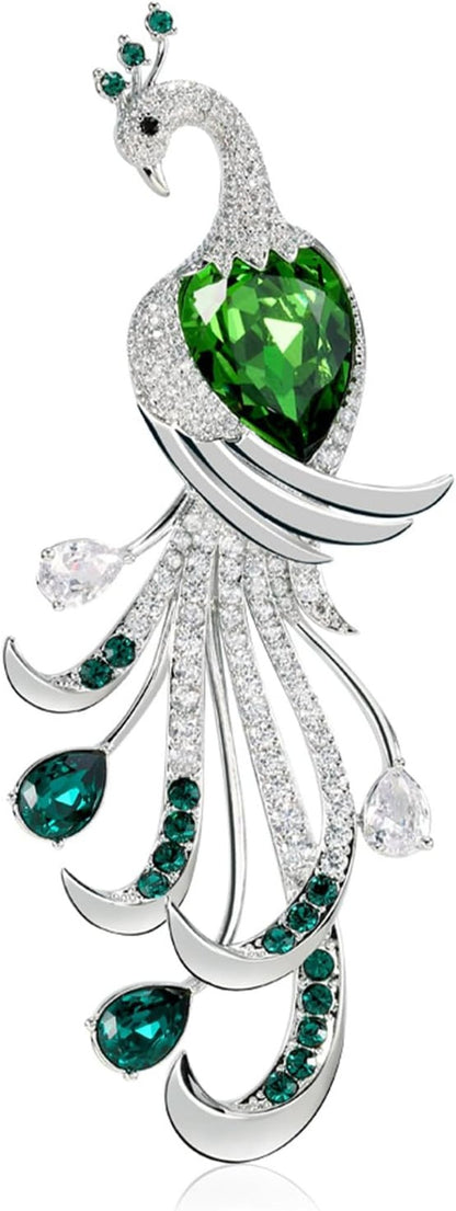 Peacock Brooches for Women Crystal Pins - Sparkling Rhinestone Brooch Jewelry Ladies Wedding Bouquet Brooches Pin for Anniversary, Birthday, Christmas - WORLD TIME VISITS