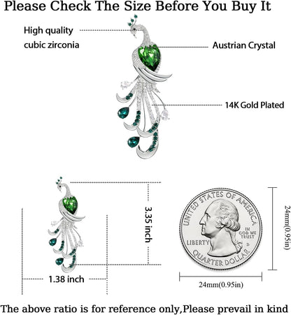 Peacock Brooches for Women Crystal Pins - Sparkling Rhinestone Brooch Jewelry Ladies Wedding Bouquet Brooches Pin for Anniversary, Birthday, Christmas