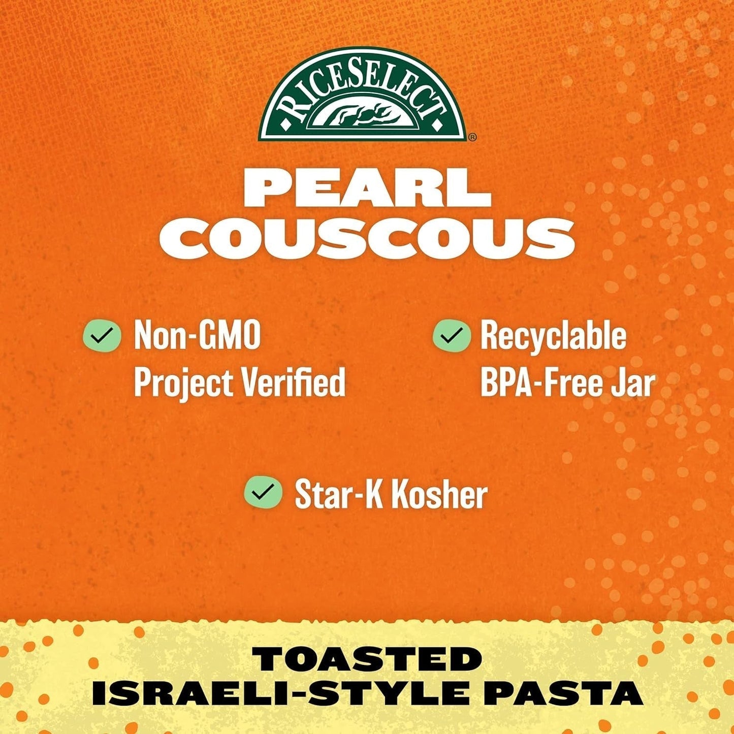 Pearl Couscous, Israeli-Style Wheat Couscous Pasta, Non-Gmo, 24.5-Ounce Jar, (Pack of 1)
