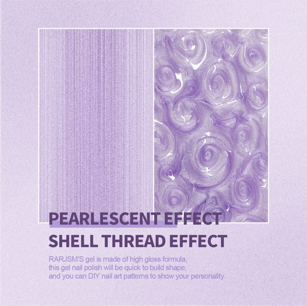 Pearl Gel Nail Polish, Glitter Drawing Gel Polish Purple Shimmer Mermaid Nail Gel Soak off UV Gel for Salon Home DIY Manicure Use