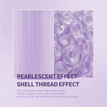 Pearl Gel Nail Polish, Glitter Drawing Gel Polish Purple Shimmer Mermaid Nail Gel Soak off UV Gel for Salon Home DIY Manicure Use