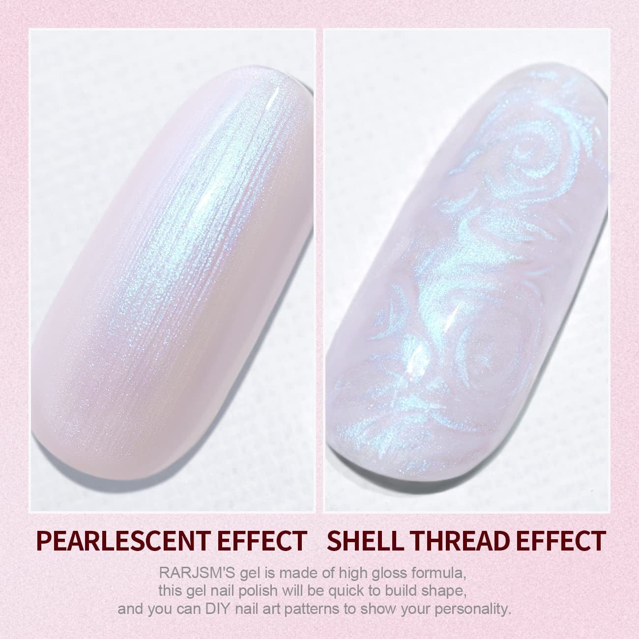 Pearl Gel Nail Polish, Glitter Drawing Gel Polish Shimmer Mermaid Nail Gel Soak off UV Gel for Salon Home DIY Manicure Use