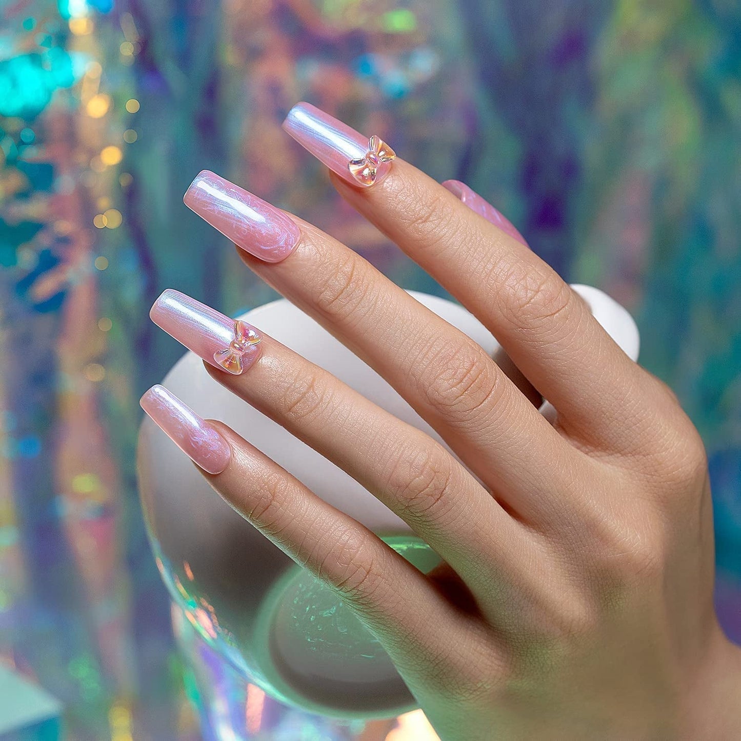 Pearl Gel Nail Polish, Glitter Pearlescent Shell Polish Set 6 Colors Pink White Green Purple Shimmer Mermaid Swirl Thread Effect Soak off LED UV Curing Requires DIY Manicure Use