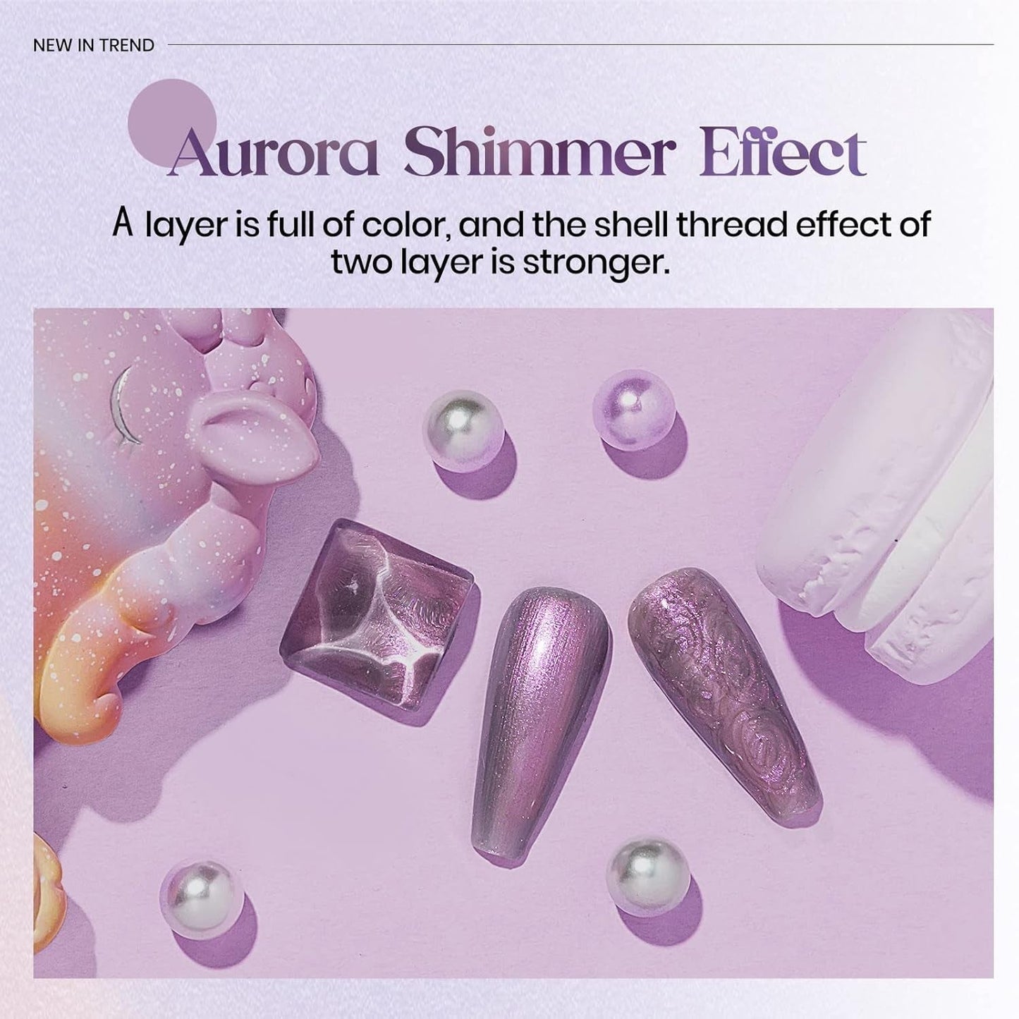 Pearl Gel Nail Polish, Shimmer Mermaid Nail Gel Glitter Drawing Soak off UV Gel for Nail Salon Home DIY Manicure Use