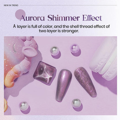 Pearl Gel Nail Polish, Shimmer Mermaid Nail Gel Glitter Drawing Soak off UV Gel for Nail Salon Home DIY Manicure Use