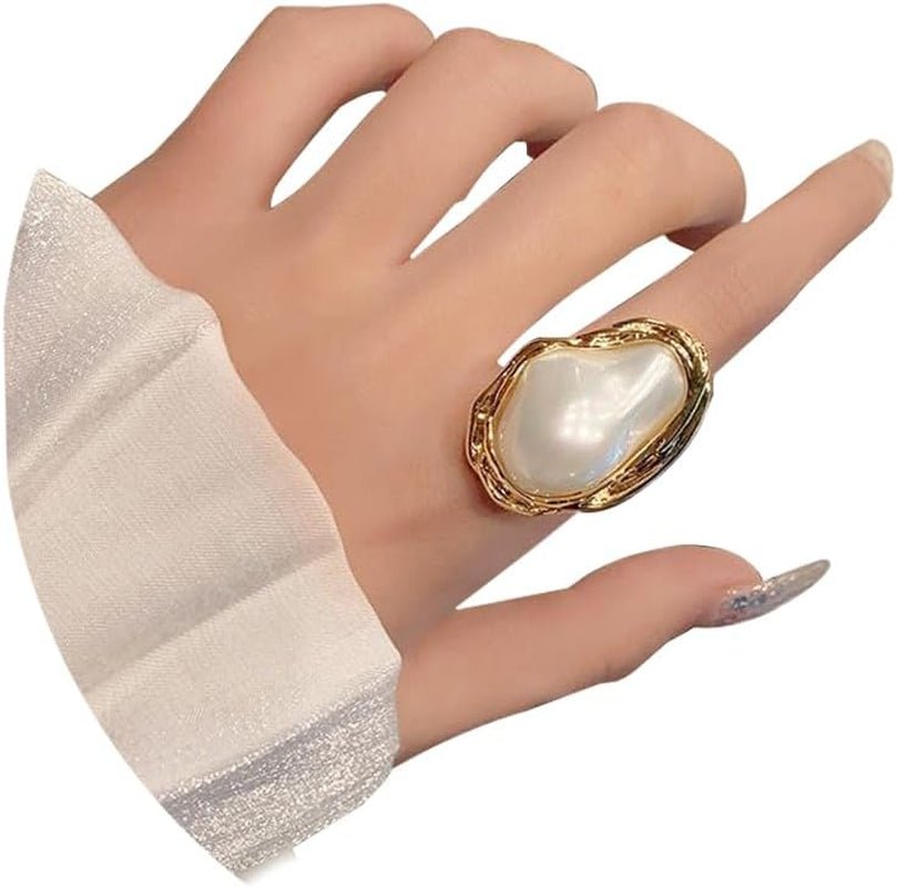 Pearl Ring for Women Promise Stacking Pearl Rings Adjustable Open Pearls Finger Ring Trendy Personality Christmas Pearls Jewerly Prom Dress Jewerly - WORLD TIME VISITS