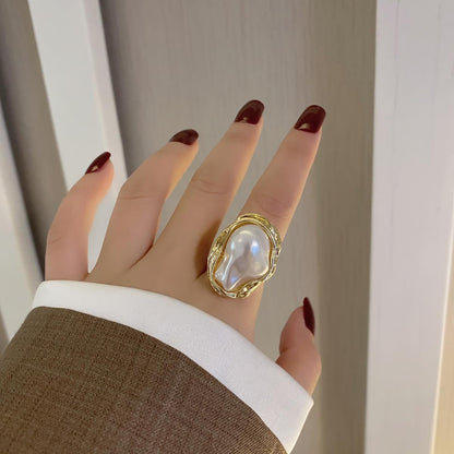 Pearl Ring for Women Promise Stacking Pearl Rings Adjustable Open Pearls Finger Ring Trendy Personality Christmas Pearls Jewerly Prom Dress Jewerly - WORLD TIME VISITS