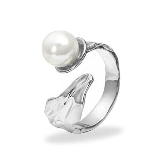 Pearl Ring, Real Freshwater Pearl Ring for Pearl Jewelry, Adjustable Silver Pearl Ring for Prom Jewelry, June Birthstone Rings for Women - WORLD TIME VISITS