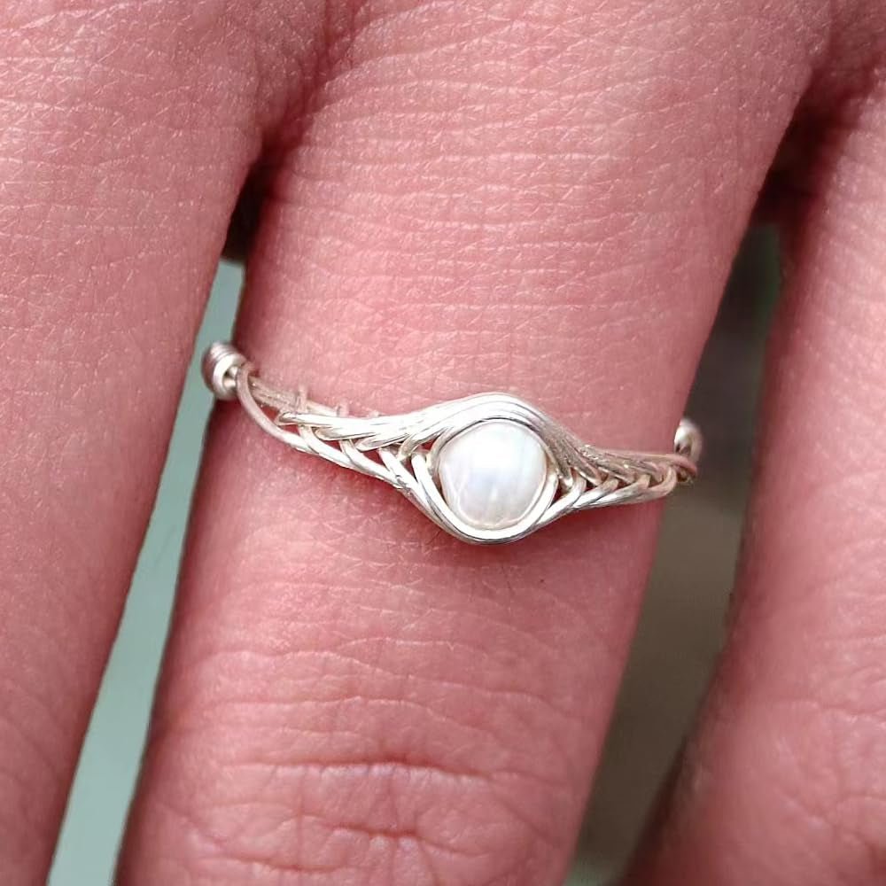 Pearl Rings for Women Sterling Silver Handmade by (8) - WORLD TIME VISITS