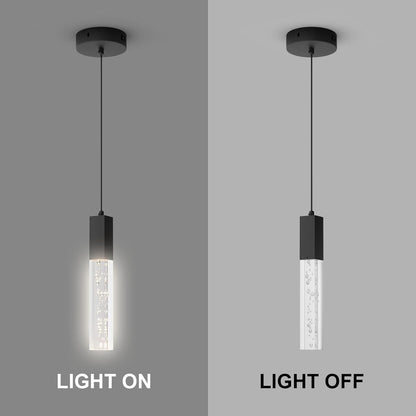 Pendant Light Fixture for Kitchen Dimmable Integrated LED Hanging Light Black Pendant Light with Crystal Modern Pendant Light for Kitchen Island Bedroom Hallway (2-Pack)